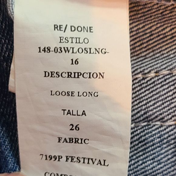 NWT RE/DONE Loose Long Bay Fade Blue Jeans Women's (26) Slouched Baggy Hem-$295 - Picture 12 of 13